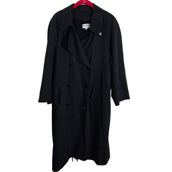 John Weitz Women's Black Double-Breasted Trench Coat Size 6P - Picture 1 of 6
